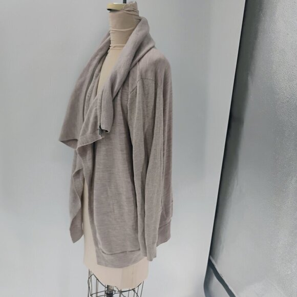 allsaints 100% wool long lined sweater cardigan pockets beige dahlia cardigan - Picture 7 of 15